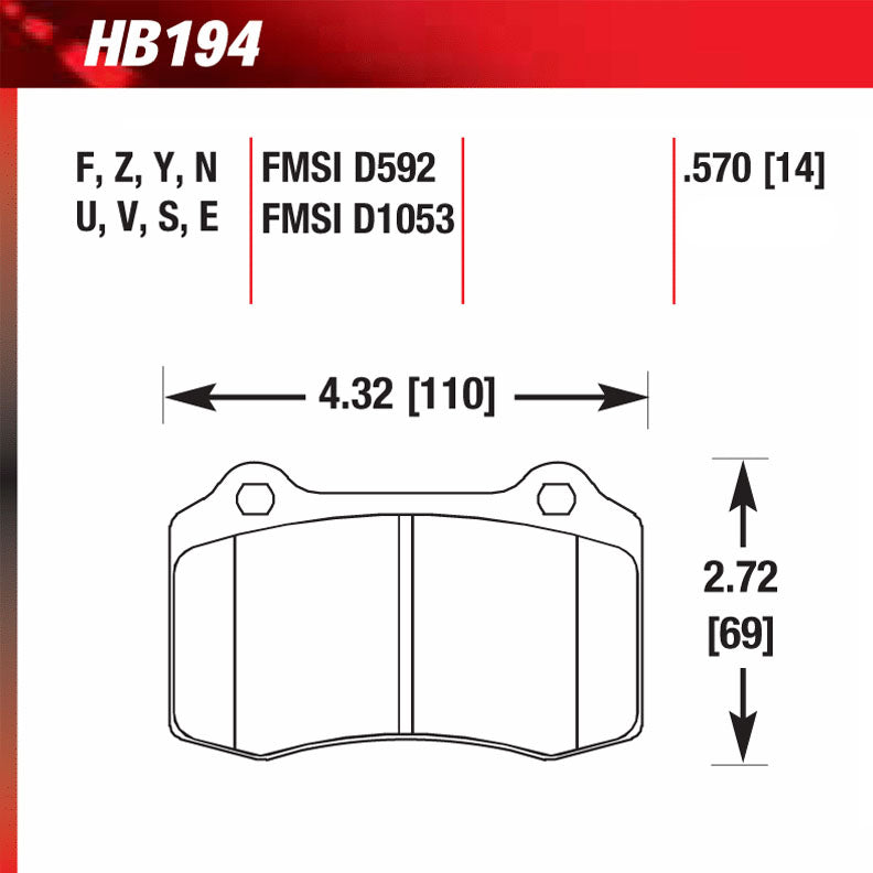 Hawk HB194G.570 Racing Pad - DTC-60 Compound – OG Racing