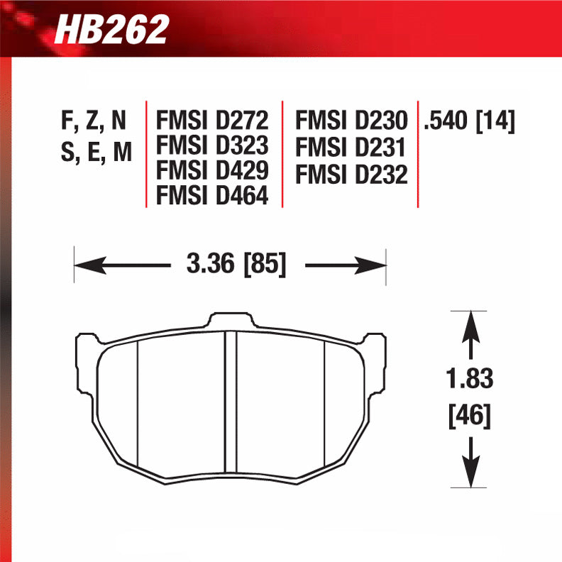 Hawk HB262E.540 Racing Pad - Blue Compound