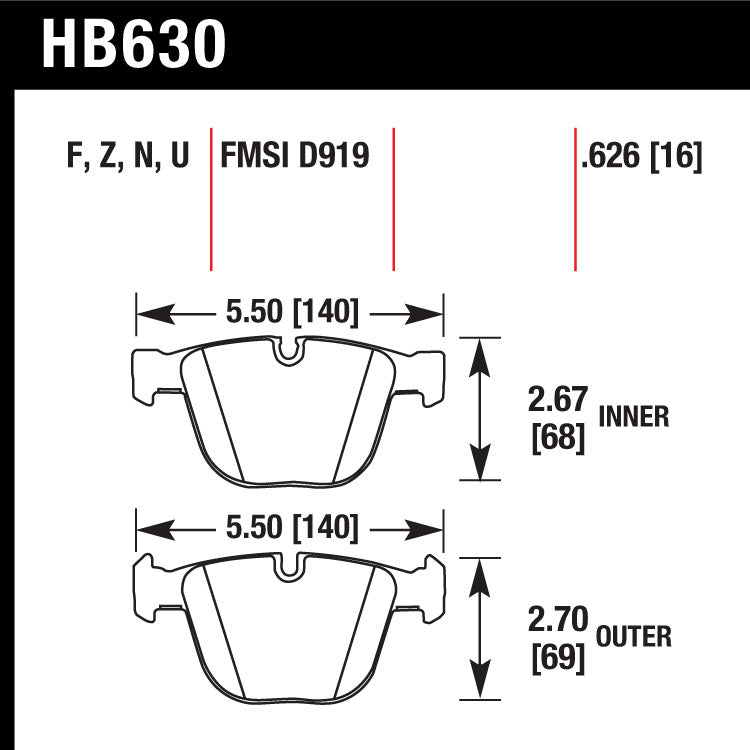 Hawk HB630N.626 Performance Pad - HP Plus Compound